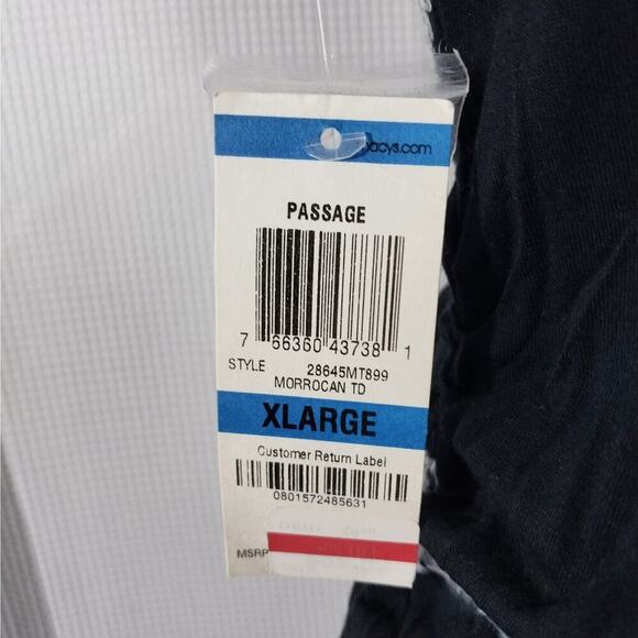 NWT! INC! BLACK & WHITE TYE-DYED SEQUIN TRIMMED DRAPEY NECK TOP, SHIRT! SZ XL - Picture 6 of 9